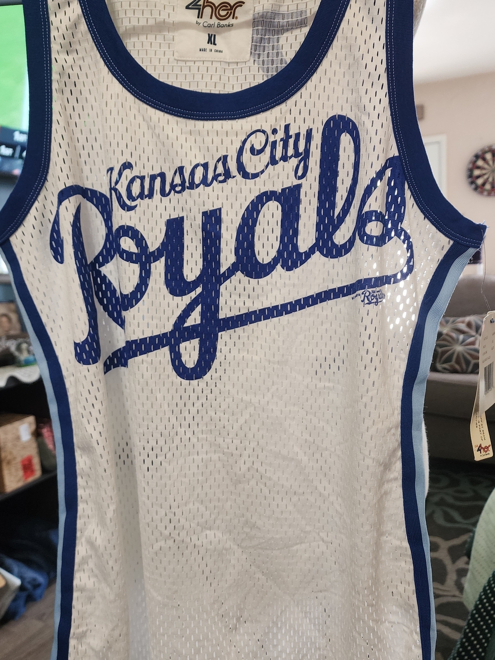 Kansas City Royals Mesh Tank Top - 4her Brand - White & Royal Blue Sz XL NWT